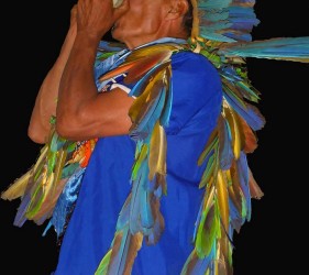 Taita Alfredo during an Ayahuasca ritual. The spirit of Yagé and the energy of a dragon! Photo: J. Samboni