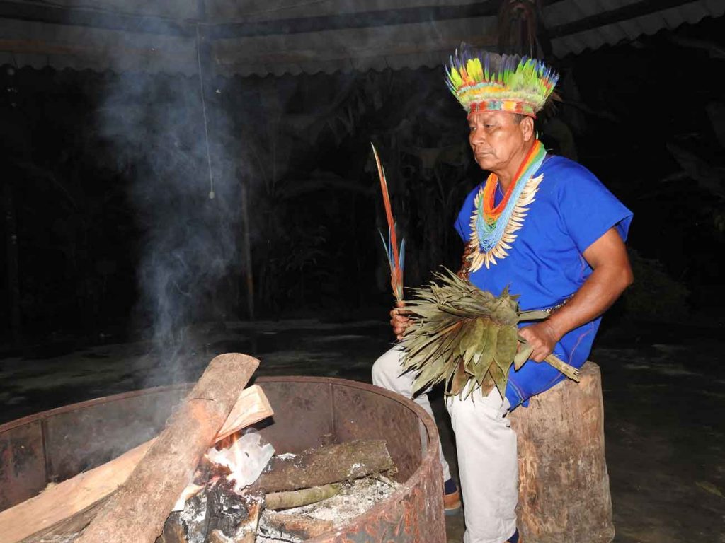 Sacred Yagé ceremony with Taita Gabino, in our Finca in Putumayo. Photo: G. Samboni' © El Mundo Magico