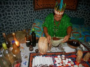 Huayra caspi ceremony with Don Armando, in the jungle, at night.